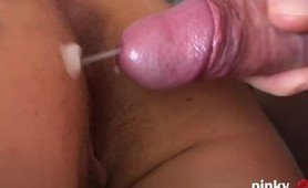 fucking guy removed condom and cum inside my pussy, no condom, creampie